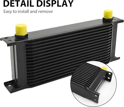 Saihisday 16 Row Oil Cooler Transmission Cooler, 10AN Transmission Stacked Plate Universal Engine Coolers British Radiator Aluminium Alloy Condenser Replacement for Universal Vehicles (Black) in Kuwait