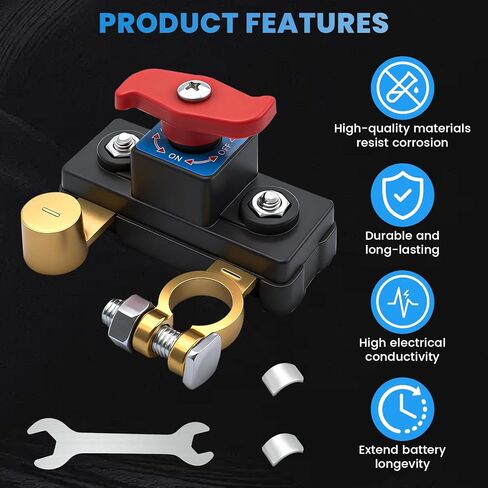 Car Battery Cut Off Switch, Adjustable Car Battery Power Cut Off Switch Breaker, Pure Copper Manual Rotary Battery Cut-Off Switch for Car Truck Boat Rv in Kuwait