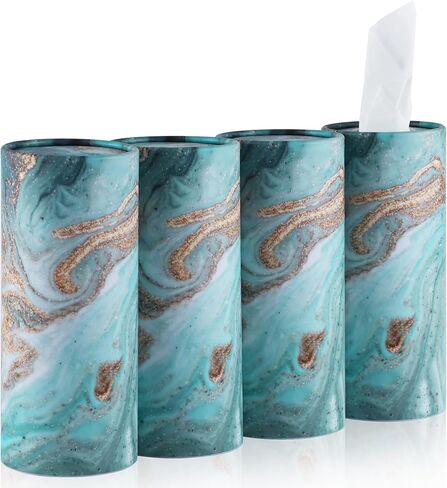 SINGARO Tissue Holder, 4 Pack Car Cup Holder Facial Tissues with Travel Tissue Bag, Quick and Convenient Flower Combination Car Tissue Box(4 Canisters/200 Tissues) Black in Kuwait
