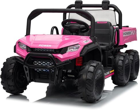 Kids 24V 2-Seater Electric Ride on Car, 4WD Ride on UTV w/Remote Control, Sand Shovel, Electric Dump, 4 Spring Suspensions, LED Lights, 6-Wheeler Off-Road Electric Vehicle for Kids Ages 3-8, White in Saudi Arabia