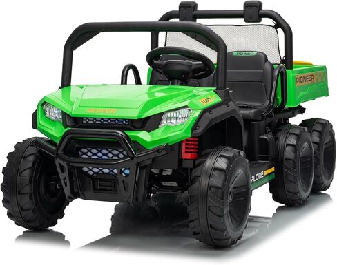 Kids 24V 2-Seater Electric Ride on Car, 4WD Ride on UTV w/Remote Control, Sand Shovel, Electric Dump, 4 Spring Suspensions, LED Lights, 6-Wheeler Off-Road Electric Vehicle for Kids Ages 3-8, White in Saudi Arabia
