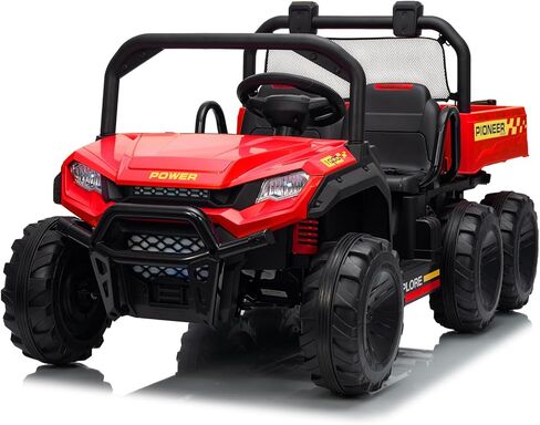 Kids 24V 2-Seater Electric Ride on Car, 4WD Ride on UTV w/Remote Control, Sand Shovel, Electric Dump, 4 Spring Suspensions, LED Lights, 6-Wheeler Off-Road Electric Vehicle for Kids Ages 3-8, White in Saudi Arabia
