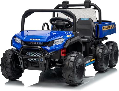 Kids 24V 2-Seater Electric Ride on Car, 4WD Ride on UTV w/Remote Control, Sand Shovel, Electric Dump, 4 Spring Suspensions, LED Lights, 6-Wheeler Off-Road Electric Vehicle for Kids Ages 3-8, White in Saudi Arabia