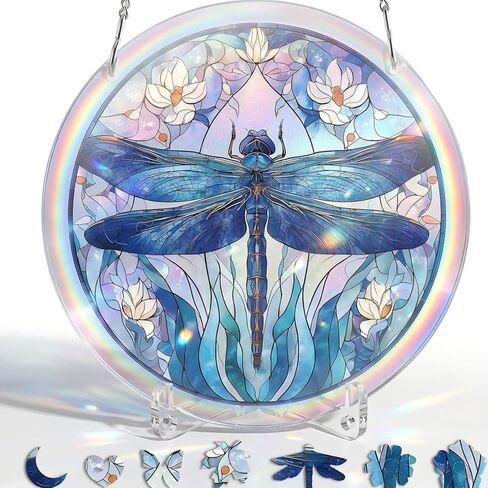 Acrylic Puzzle Suncatcher Window Hanging 7.4 Inch Sun Catcher Puzzle Kit Garden Decoration (Butterflies in Bloom, 7.4 in) in Kuwait