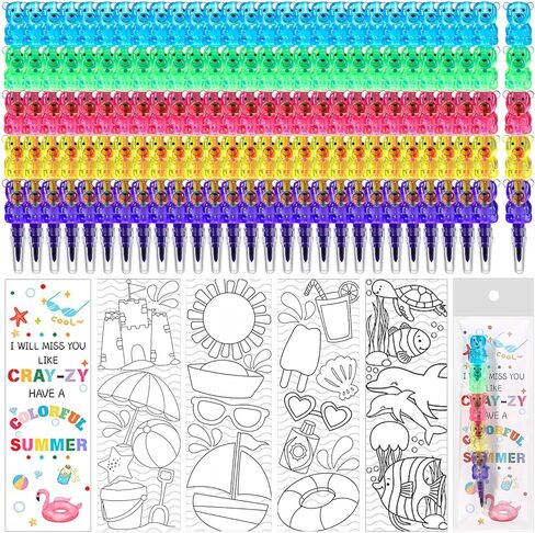 MotiMind 28 Sets End of Year Kindergarten Gift Crayons Party Favors Stackable Bear Crayons with Coloring Cards Graduation Goodie Bag Stuffers for Kids Classroom School Students Gifts in Saudi Arabia