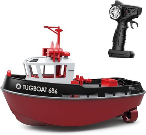 RC Boat 1/72 RC Tugboat for Adults, High Speed Remote Control Boat for Pools & Lakes, 2.4GHz Electric Tugboats Water Toys with Low Battery Reminder (Green), TX686 in Kuwait