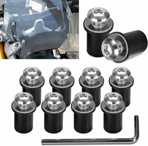 10PCS Motorcycle Windshield Bolts Screws Kit, Windshield Bolt, Windscreen Body Mounting Bolts Nuts Washers with Wrench, Aluminum Alloy Motorbike Windscreen Body Fasteners for Cars (Red) in Kuwait