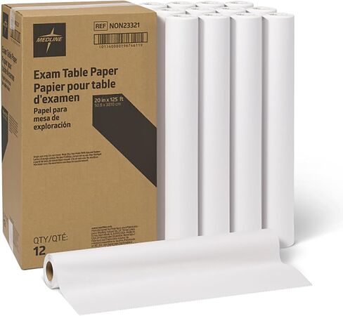 Medline Medical Exam White Crepe Table Paper, Standard, 20" x 125', High-Quality and Durable for Healthcare Needs, Case of 12 Rolls in Saudi Arabia