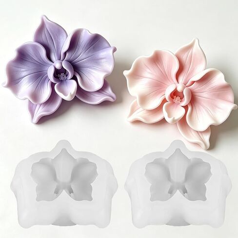 Wehous 2PCS Flower Resin Candle Soap Mold 3D Floral Flower Fondant Chocolate Cake Decoration Silicone Molds Unique Wax Epoxy Resin Concrete Casting Polymer Clay Keychain Pendant Craft Home Decor Mould in Kuwait