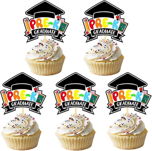 24Pcs Pre School Graduation Cupcake Toppers, 2026 Pre-School Graduation Decorations for School Class Activity Grad Party (Pre S) in Kuwait