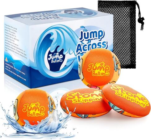 4Pcs Water Skipping Balls Set – Fun Pool Toys for Kids All Ages – Water Bouncing Skip Ball Toy for Boys & Girls – Best Games Gifts with Your Friends & Family at the Beach, Lake or Pool in Kuwait