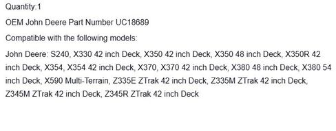استبدال جون ديري UC18689 منحرف OEM in Kuwait