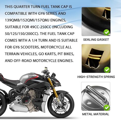 Fuel Gas Tank Cap, Universal GY6 Motorcycle Gas Cap Cover, Gas Caps Replacement Parts Compatible with GY6 50cc 150cc 250cc ATV Moped Scooter Go Karts Pit Bike Dirt Bikes Engine Tank in Kuwait