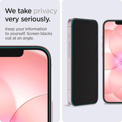 Spigen Tempered Glass Screen Protector [GlasTR EZ FIT - Privacy] Designed for iPhone 14 / iPhone 13 Pro/iPhone 13 in Saudi Arabia