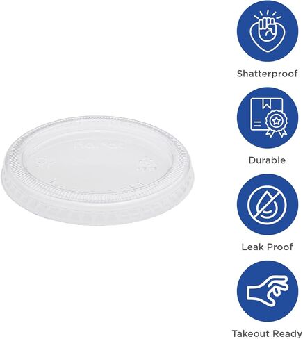 أغطية Karat FP-PL200-PET لكوب بحجم 1 أونصة - 2 أونصة من PET (علبة تحتوي على 2500 قطعة) in Saudi Arabia