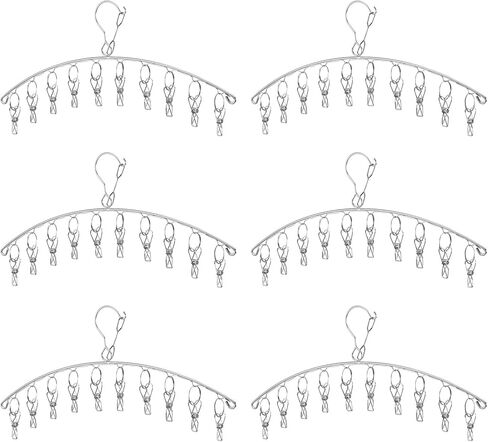 Clothes Drying Rack with 10 Clips, 2 Pack Laundry Drying Rack with Clothes-pegs, Stainless Steel Underwear Hangers for Drying Socks, Bras, Towel, Baby Clothes Hanger Windproof Hanging Clothes Pins in Kuwait