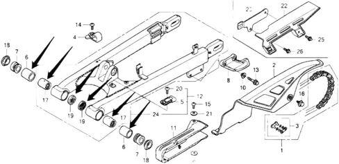الخلفي شوكة الروك الذراع إبرة تحمل البطانات ختم النفط متوافق مع CRF230F CRF230L 2008 2009 SWINGARM SUB-ASSY 52200-KFB-900 in Kuwait