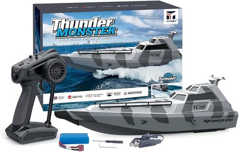 Hanll 30KM/H 768 High-Speed Vortex Jet RC Speedboat – Brushless Motor, 2.4GHz Remote Control, 250m Range, Waterproof Hull, Cooling System, USB Rechargeable (White/Blue) in Kuwait