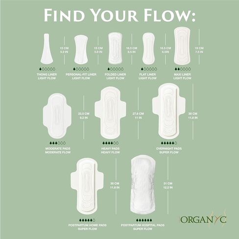 Organyc 100% Certified Organic Cotton Foldable Tanga Thong Panty Liners, Ultra Thin Liners for Women, Light Flow, 24 Count in Saudi Arabia