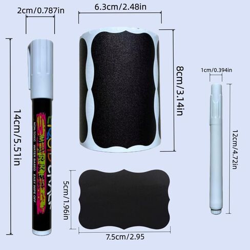 Blackboard Label - 185 Waterproof Reusable Blackboard Stickers with 3 Liquid Chalk Marks Used for Mason Jars, Party Decoration, Craft Room, Storage, tidying up Your Home and Kitchen in Kuwait