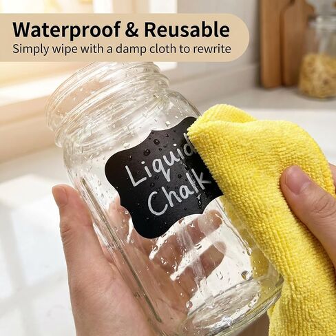 Blackboard Label - 185 Waterproof Reusable Blackboard Stickers with 3 Liquid Chalk Marks Used for Mason Jars, Party Decoration, Craft Room, Storage, tidying up Your Home and Kitchen in Kuwait