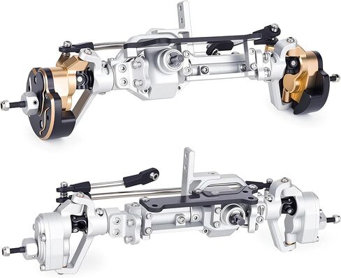 AMK Capra 1.9 Portal Axles Kit 857G, 4WS Front & Rear Axles with Isokinetic 3-Section CVD Shafts, 52° Max Steering Angle, Low CG Battery Tray for Axial Capra 1.9 UTB10 1/10 RC Crawler Upgrade (Black) in Kuwait
