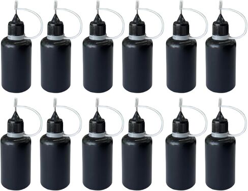 ZCLGOOD 16PCS 30ml Black Precision Tip Applicator Bottles, Stainless Steel Needle Squeeze Bottle, Plastic Liquid Dropper Bottles for Glue Liquid Acrylic Paint DIY Crafts Quilling in Kuwait