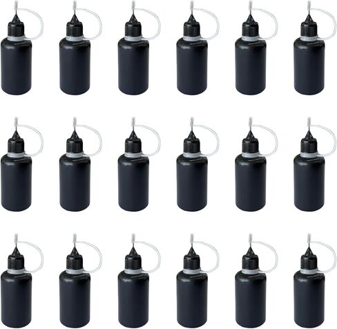 ZCLGOOD 16PCS 30ml Black Precision Tip Applicator Bottles, Stainless Steel Needle Squeeze Bottle, Plastic Liquid Dropper Bottles for Glue Liquid Acrylic Paint DIY Crafts Quilling in Saudi Arabia