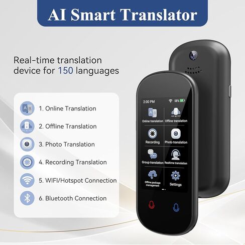 Language Translator Device, VORMOR Two-Way AI Voice Translator for Voice/Text/Offline/Photo Translation 150+ Language Online Translation Portable Tow Way Translator Device for Business Learning Travel in Kuwait