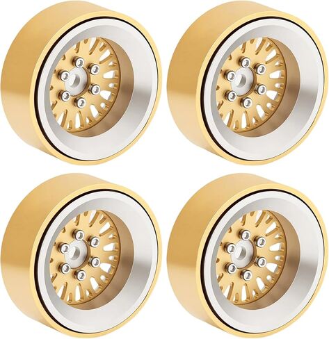 DJX 4PCS RC Brass 1.3 Inch Beadlock Wheels 45g/pc Negative Offset -4.25 for 1/24 Axial SCX24 FCX24 1/18 TRX4M Redcat Ascent-18 HPI Venture 18 Upgrade Parts in Kuwait