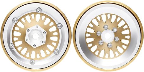 DJX 4PCS RC Brass 1.3 Inch Beadlock Wheels 45g/pc Negative Offset -4.25 for 1/24 Axial SCX24 FCX24 1/18 TRX4M Redcat Ascent-18 HPI Venture 18 Upgrade Parts in Kuwait