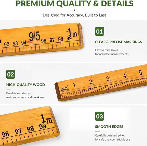 Bulk 12 Pack 39 Inch Yard Sticks, Double Sided Heavy Duty Economy Thick Meters, Meter Sticks for School Classroom Home Office Kid Clothing Measuring Tailor Craft in Kuwait
