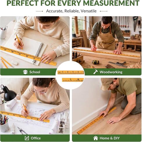 Bulk 12 Pack 39 Inch Yard Sticks, Double Sided Heavy Duty Economy Thick Meters, Meter Sticks for School Classroom Home Office Kid Clothing Measuring Tailor Craft in Kuwait