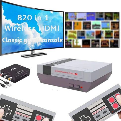 Classic Mini Retro Game Console,AV and HDMI Output Handheld Game System with Dual Wireless Controllers,Plug and Play(WH). in Kuwait