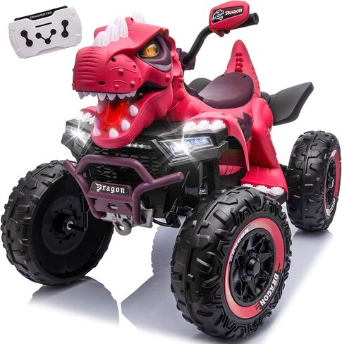 24V 2 Seater Ride On ATV 400W Motor Dinosaur XL Electric Car w/Parents Control, Cool & Dynamic Lights, Bluetooth, Music, USB, Ride On Toys for Kids Ages 3-8 (Green) in Kuwait