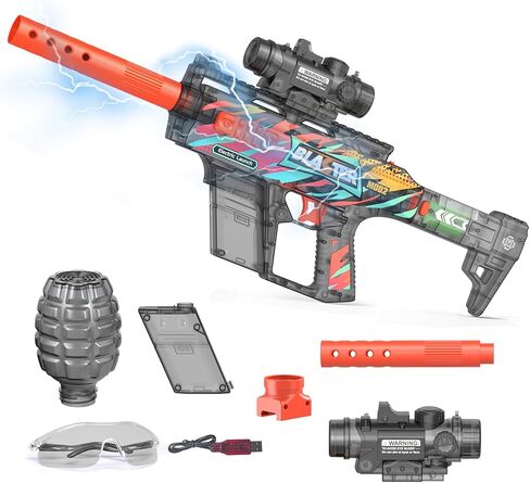 Gel Trace Blaster Transparent Version Semi Auto Electric Powerful 170 Fps 85ft 10 Rs Per Seconds High Speed Automatic Splatter Ball Blaster Science Style Age 14+(Black) in Kuwait