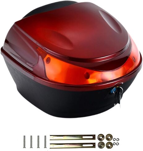 Motorbike Storage Case Motorcycle Rear Trunk Riding Accessories Motorcycle Top Case for Camera Wallet Drinks Maintenance Gear, Dark red in Kuwait