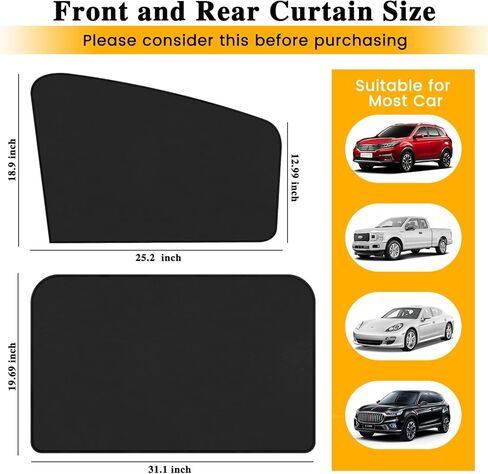 Car Windshield Sun Shade Privacy Covers，4 PCS Car Window Shades for Baby Block Light Curtains Sun Protection Shade Camping for Sleeping in Kuwait
