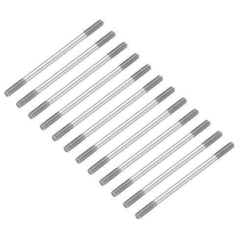 MECCANIXITY 10 Pcs Silver Pushrod Connector Linkage, M3 Threaded Rod 304 Stainless Steel Double End RC Servo Push Rods for RC Airplane Car Boat Helicopter DIY Model Parts, 40mm/1.57" in Kuwait