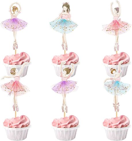24Pcs Pink Tutu Ballerina Cupcake Topper Ballet Tutu Dancer with Slipper Cupcake Picks for Dancing Girls Ballerina Birthday Cupcake Decorations Ballet Baby Shower Bridal Shower Dancer Party Supplies in Kuwait