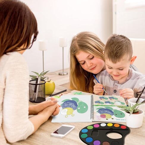 طلاء كاليسكي مع كتب مائية للأطفال الذين تتراوح أعمارهم بين 2-4 4-8 سنوات، كتاب تلوين بالألوان المائية للأطفال، كتاب رسم بالألوان المائية للأطفال الصغار، مجموعة طلاء ألوان مائية لرياض الأطفال هدية رسم فنية in Kuwait