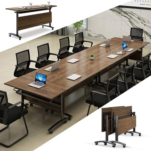 Modular Conference Table 2PCS, Folding Conference Room Tables on Wheels Grey 70.9in, Modern Rectangular Training Table for Office Meeting, Rolling Seminar Tables for 2-8 in Kuwait