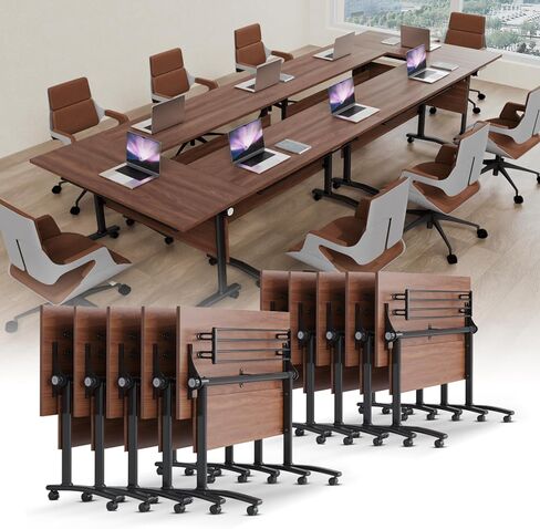 Modular Conference Table 2PCS, Folding Conference Room Tables on Wheels Grey 70.9in, Modern Rectangular Training Table for Office Meeting, Rolling Seminar Tables for 2-8 in Kuwait