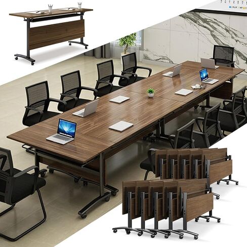Modular Conference Table 2PCS, Folding Conference Room Tables on Wheels Grey 70.9in, Modern Rectangular Training Table for Office Meeting, Rolling Seminar Tables for 2-8 in Kuwait