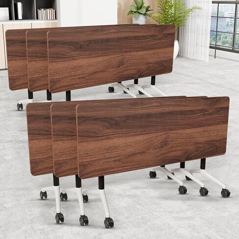 Modular Conference Table 2PCS, Folding Conference Room Tables on Wheels Grey 70.9in, Modern Rectangular Training Table for Office Meeting, Rolling Seminar Tables for 2-8 in Kuwait