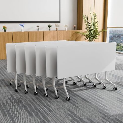 Modular Conference Table 2PCS, Folding Conference Room Tables on Wheels Grey 70.9in, Modern Rectangular Training Table for Office Meeting, Rolling Seminar Tables for 2-8 in Kuwait