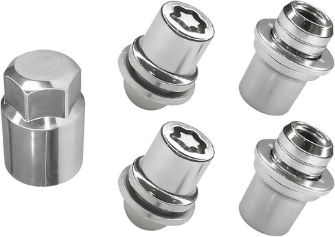 M12x1.5 مجموعة صواميل قفل العجلة 4 قطع مضادة للسرقة من الكروم مع مفتاح واحد بديل 00276-00900 أقفال عجلة كروم لتويوتا كامري كورولا RAV4 تاكوما هايلاندر أفالون ولكزس in Kuwait