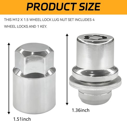 M12x1.5 مجموعة صواميل قفل العجلة 4 قطع مضادة للسرقة من الكروم مع مفتاح واحد بديل 00276-00900 أقفال عجلة كروم لتويوتا كامري كورولا RAV4 تاكوما هايلاندر أفالون ولكزس in Kuwait