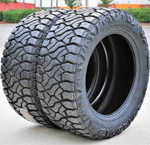 مجموعة من 4 (أربعة) إطارات Venom Power Terra Hunter R/T+ R/T للشاحنات الخفيفة للطرق الوعرة لجميع التضاريس - 35X12.50R20LT 35X12.50X20 35X12.50-20 125Q نطاق التحميل F LRF 12-Ply BSW جدار جانبي أسود in Kuwait