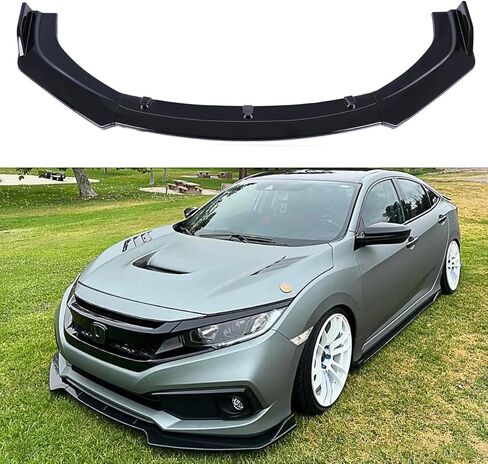 3 Pcs Front Bumper Lip for Honda Civic 2016-2020 Gloss Black Front Lip Chin Splitter Spoiler Body Kit Honda Civic Accessories (Front Lip-Gloss Black) in Kuwait